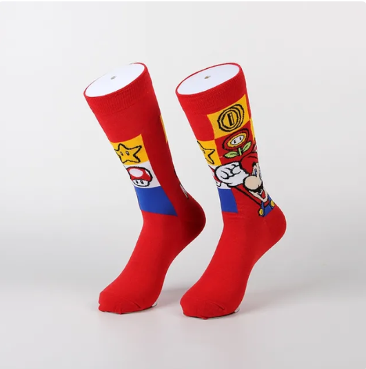 Chaussette rouge et jaune Mario