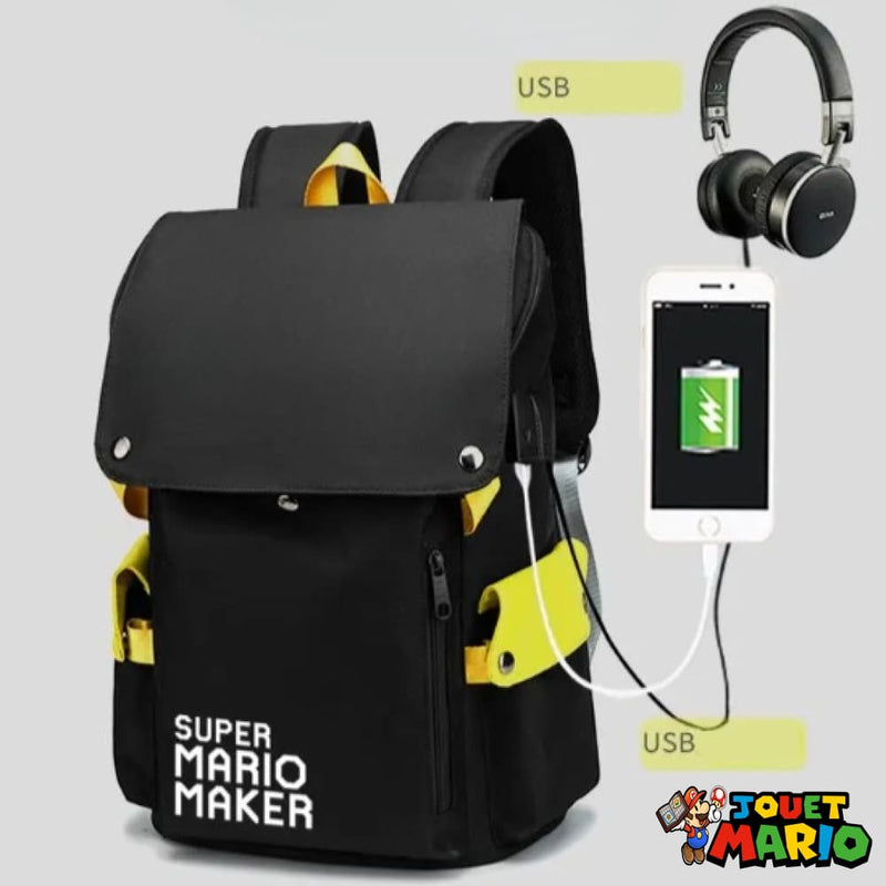 Cartable avec Port Usb Super Mario Bleu