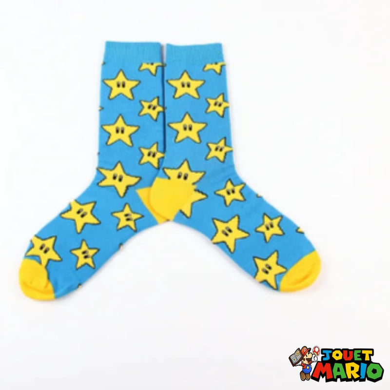 Chaussette Bleu Et Jaune Mario