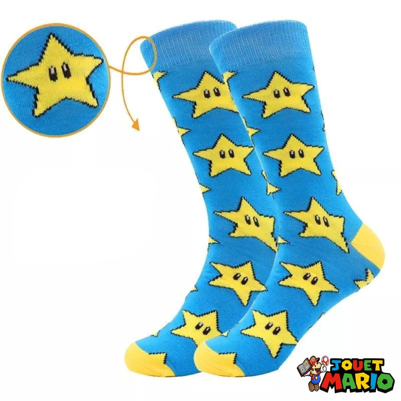 Chaussette Bleu Et Jaune Mario