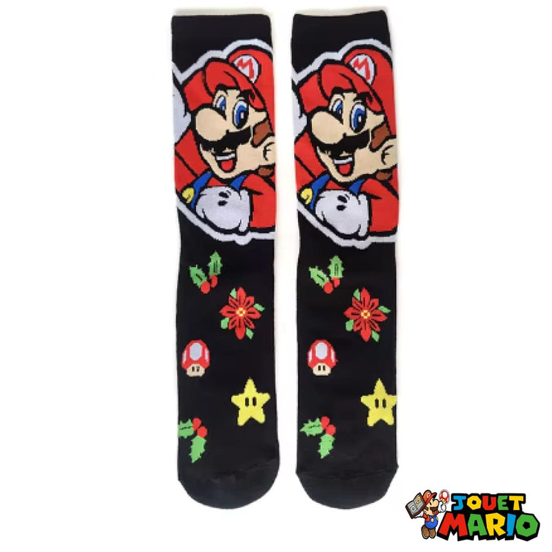 Chaussette Noire Mario et Toad