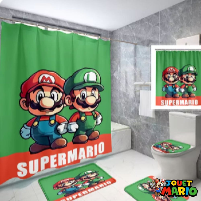 Rideau de Douche Mario Rouge et Vert