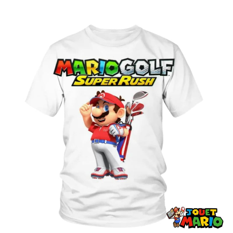 T Shirt Blanc Imprimé Mario
