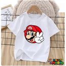 T Shirt Blanc Imprimé Mario