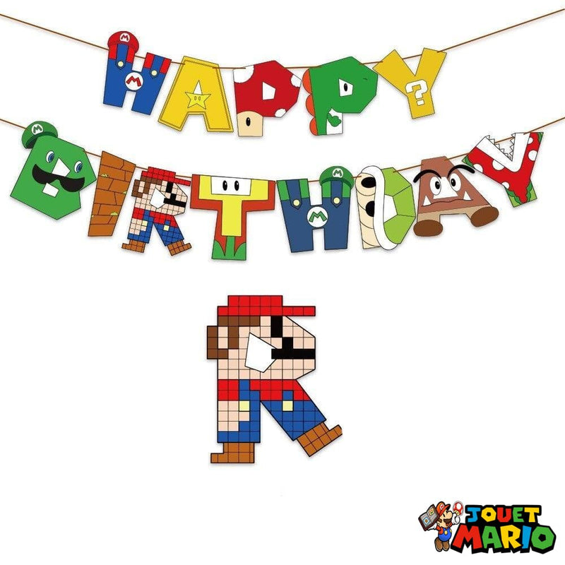 Bannière Joyeux Anniversaire Mario Pixel