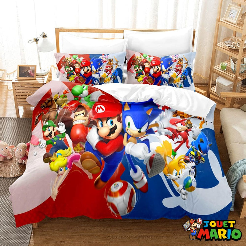 Housse De Couette Mario Et Sonic